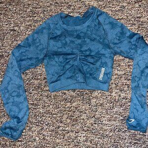 Gymshark Women's Blue Crop-top Size S
